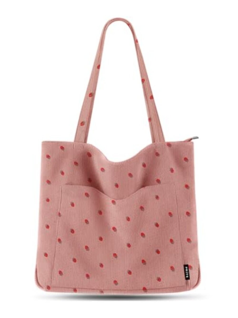 Corduroy Tote Bag Large Shoulder Bag with Zipper Pockets